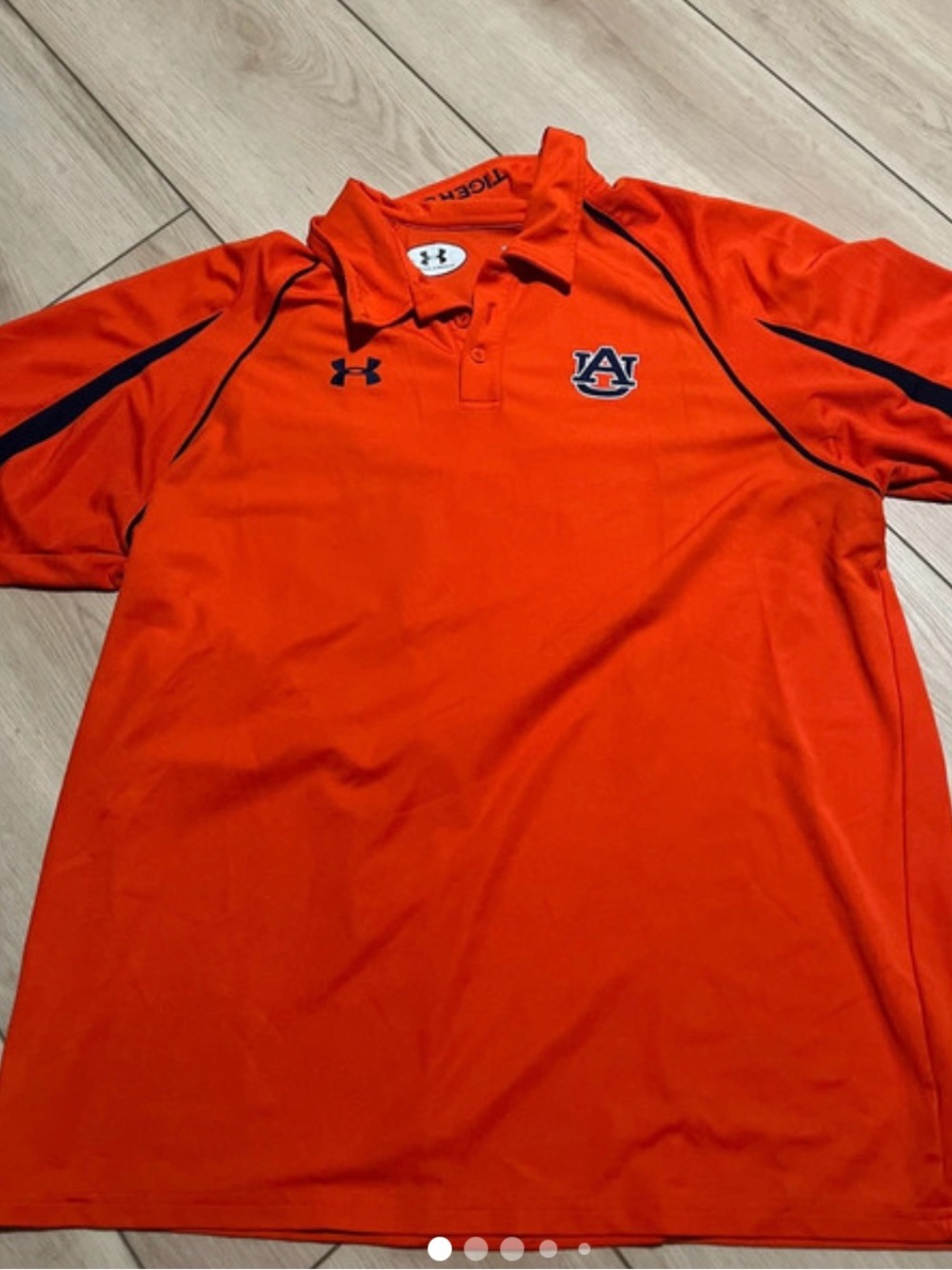 XL Under Armour Orange Polo with Navy Accents and AU Logo
